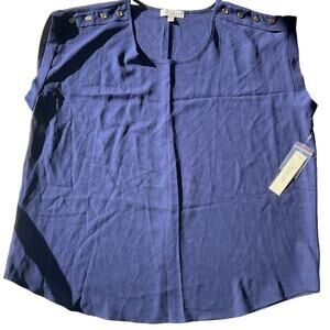 Active USA Women’s Sleeveless Sheer Summer Blouse size 2XL, Navy Blue